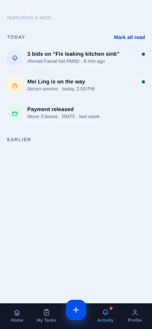 Berespro app, Activity screen